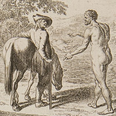 Roland troque sa jument morte (Roland furieux, Alm. Berlin 1772) - Chodowiecki