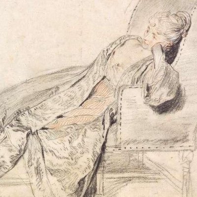 Jeune femme sur un lit de repos - Watteau