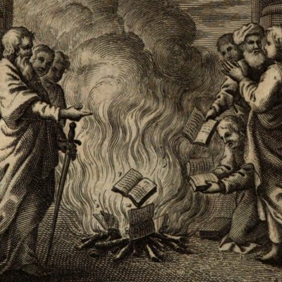 Les Éphésiens brûlant leurs livres (Index des livres interdits…, Rome, 1786)