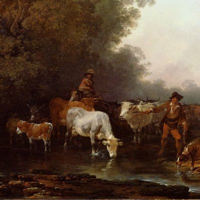 Paysage avec bétail et personnages - Loutherbourg