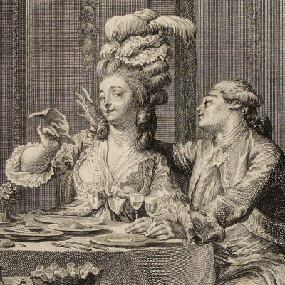Le souper fin (Histoire des modes & du costume…) - Helman d’après Moreau le jeune