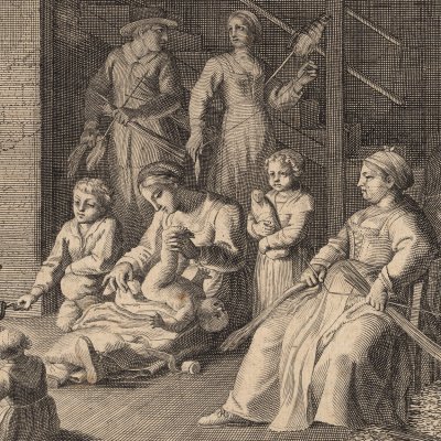 La veillée à la ferme pendant l’hiver (Pastorales) - Claudine Bouzonnet d'après Jacques Stella