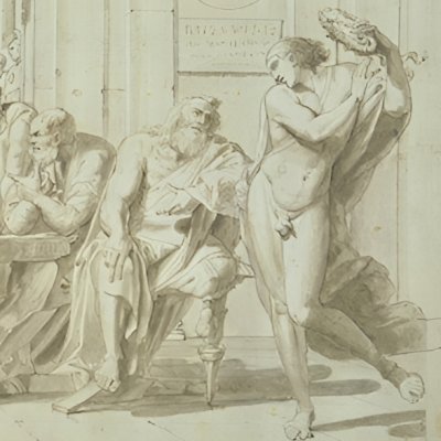 Le banquet de Platon (dessin préparatoire) - Pietro Testa