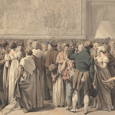 Visitors in front of David's Sacre at the 1808 Salon - Louis-Léopold Boilly