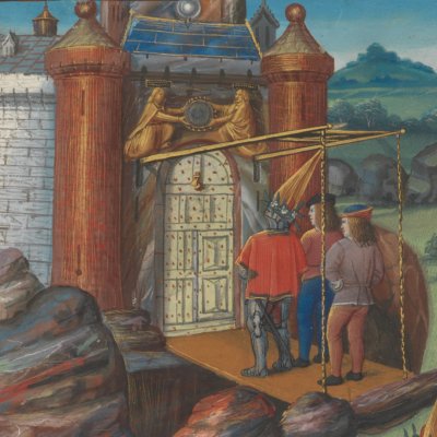 Arrivée au château de Plaisance (Livre du Cœur d’Amour épris, fr24399)