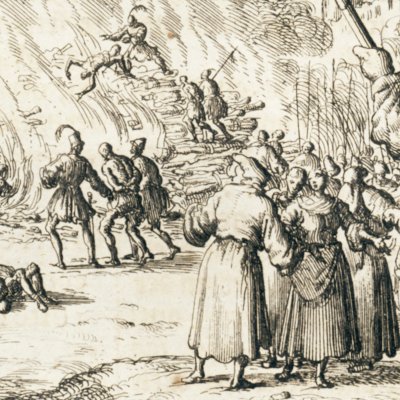 Massacre de 180 Albigeois en 1210 (Luyken, Théâtre des Martyrs)