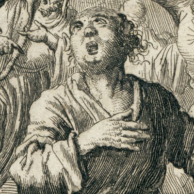 Saint Étienne martyrisé hors de Jérusalem (Luyken, Théâtre des Martyrs)