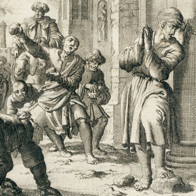 L’apôtre Philippe martyrisé à Hiérapolis en 54 (Luyken, Théâtre des Martyrs)
