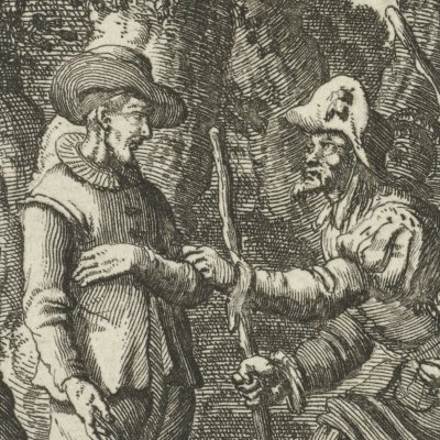 Arrestation de Hans van Overdam à Gand en 1550 (Luyken, Théâtre des Martyrs)