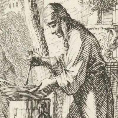 L’apothicaire (De Apoteeker, Livre des métiers, 1694) - Luyken