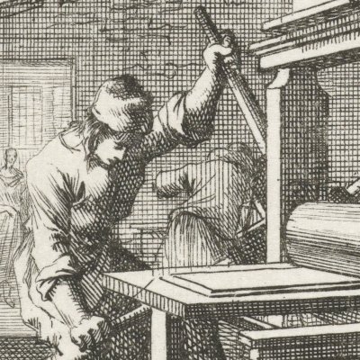 L’imprimeur graveur (de Plaatdrucker, Livre des métiers, 1694) - Luyken