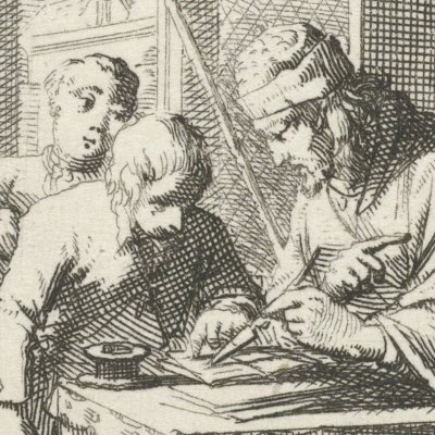 Le maître d’école (De Schoolmeester, Livre des métiers, 1694) - Luyken