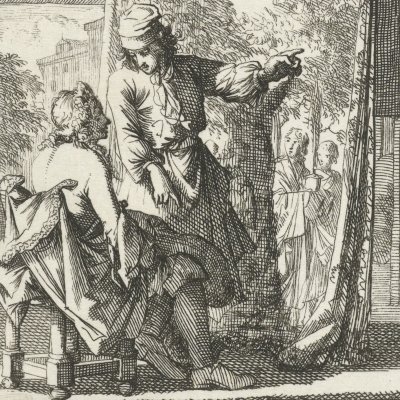 Le tapissier (De Tapeitwerker, Livre des métiers, 1694) - Luyken