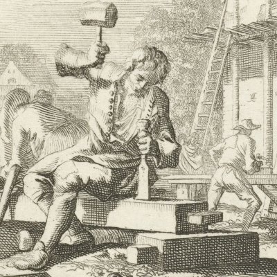 Le charpentier (De Timmerman, Livre des métiers, 1694) - Luyken