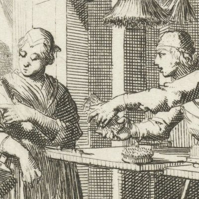 Le brossetier (De Schuyermaaker, Livre des métiers, 1694) - Luyken