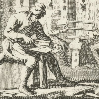 Le peignier (De Kammemaaker, Livre des métiers, 1694) - Luyken