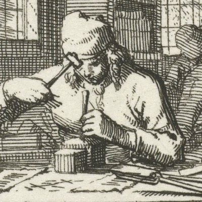 L’aiguilletier (De Naaldemaaker, Livre des métiers, 1694) - Luyken