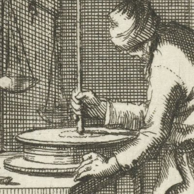 Le tréfilier d’or (De Gouddraadtrecker, Livre des métiers, 1694) - Luyken