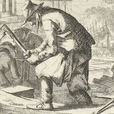 Le charpentier de marine (DeSheeps timmerman, Livre des métiers, 1694) - Luyken