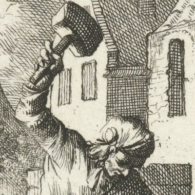 Le tonnelier (De Küiper, Livre des métiers, 1694) - Luyken
