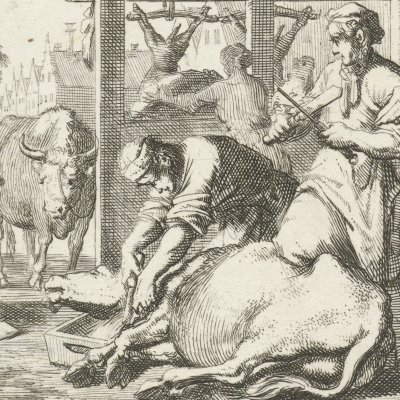 Le boucher (De vleeshouwer, Livre des métiers, 1694) - Luyken