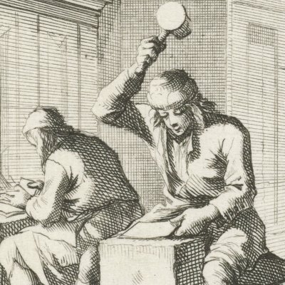 Le batteur d’or (De Goudslaager, Livre des métiers, 1694) - Luyken