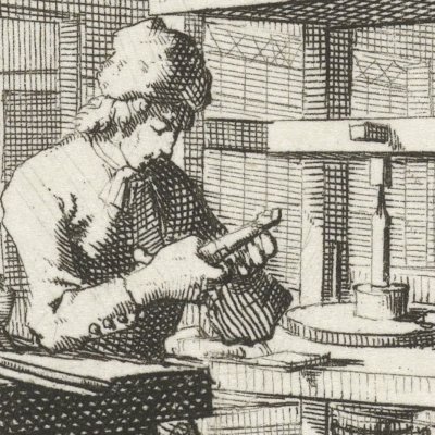 Le diamantaire (De Diamantslyper, Livre des métiers, 1694) - Luyken