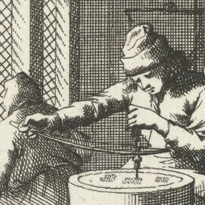 Le perceur de perles (De Peerelgaater, Livre des métiers, 1694) - Luyken