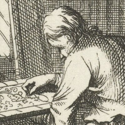 Le brodeur (De Borduurder, Livre des métiers, 1694) - Luyken