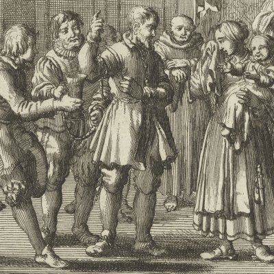 Arrestation de Gerard Hasepoot, Nimègue, 1556 (Luyken, Théâtre des Martyrs)