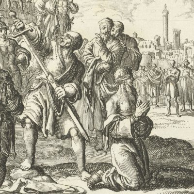 The beheading of the apostle Paul in Rome in 69 (Luyken, Theatre of Martyrs)