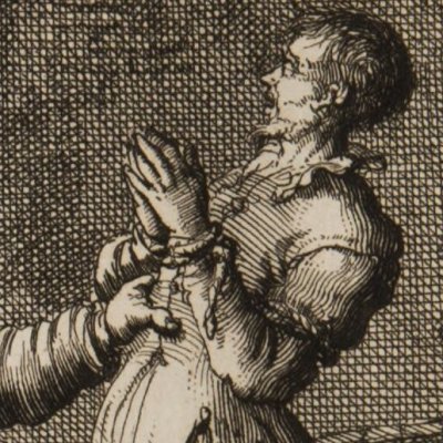 Joris Wippe noyé à Dordrecht en 1558 (Luyken, Théâtre des Martyrs)