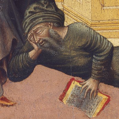 Thomas d’Aquin confondant Averroès - Giovanni di Paolo