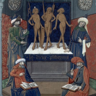 Philosophes discutant des dieux païens (Cité de Dieu, Fr27, F188)