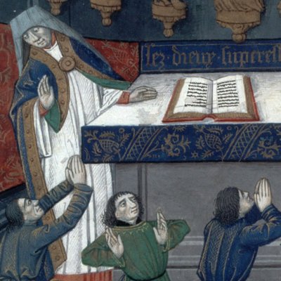 Les Romains découvrant la vraie foi (?) (Cité de Dieu, Fr27, F205v)