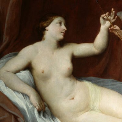 Vénus allongée prenant une flèche à Cupidon - Guido Reni