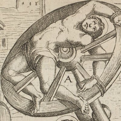 Roue tournante (Tratt. de gli instr. di martirio, 1591) - G. Guerra