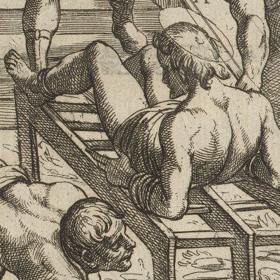 Sur le gril (Tratt. de gli instr. di martirio, 1591) - G. Guerra
