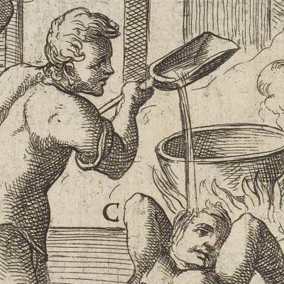 Rôti sur les charbons ard. (Tratt. de gli instr. di martirio, 1591) - G. Guerra