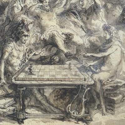 Apollon et Mars jouant aux échecs - Gabriel de Saint-Aubin