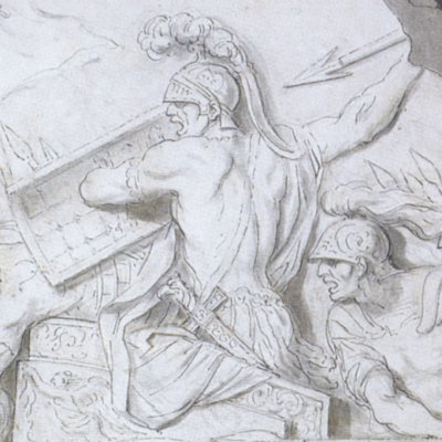 Diomède assailli par les Troyens - Augustin Pajou
