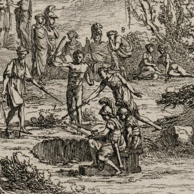 Ulysse descendant aux Enfers pour consulter l’ombre de Tirésias - L. J. Le Lorrain
