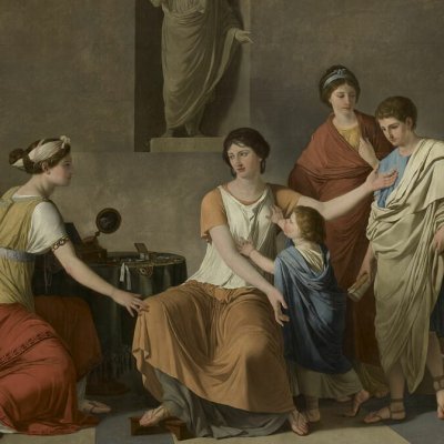 Cornélie, mère des Gracques, montre ses enfants, en disant, Voici mes richesses et mes bijoux - Suvée