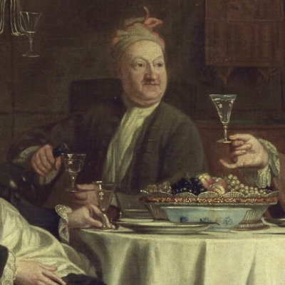 Le poète Piron à table avec ses amis Vadé et Collé - Jeaurat