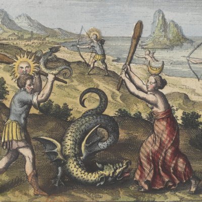 Dragon ne meurt que par Soleil et Lune (Michel Maier, Atalanta Fugiens, 1618)