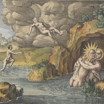  Conçue aux Bains, née en l’air, rouge (Michel Maier, Atalanta Fugiens, 1618)