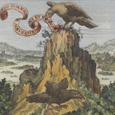 Le vautour qui te parle ne te trompe pas (Michel Maier, Atalanta Fugiens, 1618)