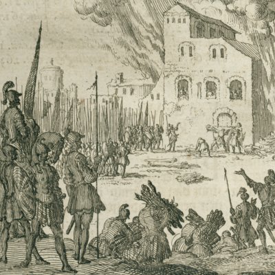 Maximin fait brûler des milliers de Chrétiens, 237 (Luyken, Théâtre des Martyrs)