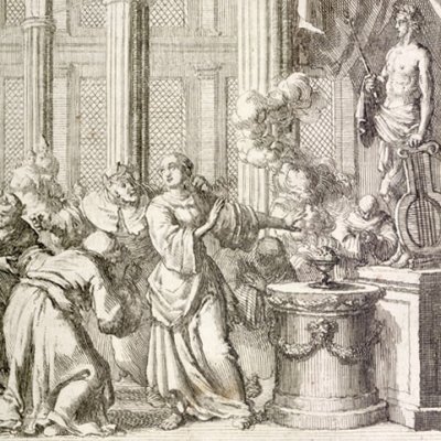 Martyre de Quinta à Alexandrie en 252 (Luyken, Théâtre des Martyrs)