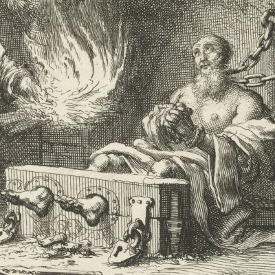 Origène torturé à Alexandrie en 234 (Luyken, Théâtre des Martyrs)
